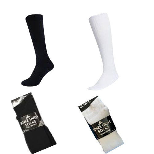3 Pairs Knee High Socks Black & White