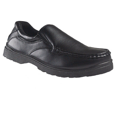 US Brass Lucas mens black slip on shoe side view