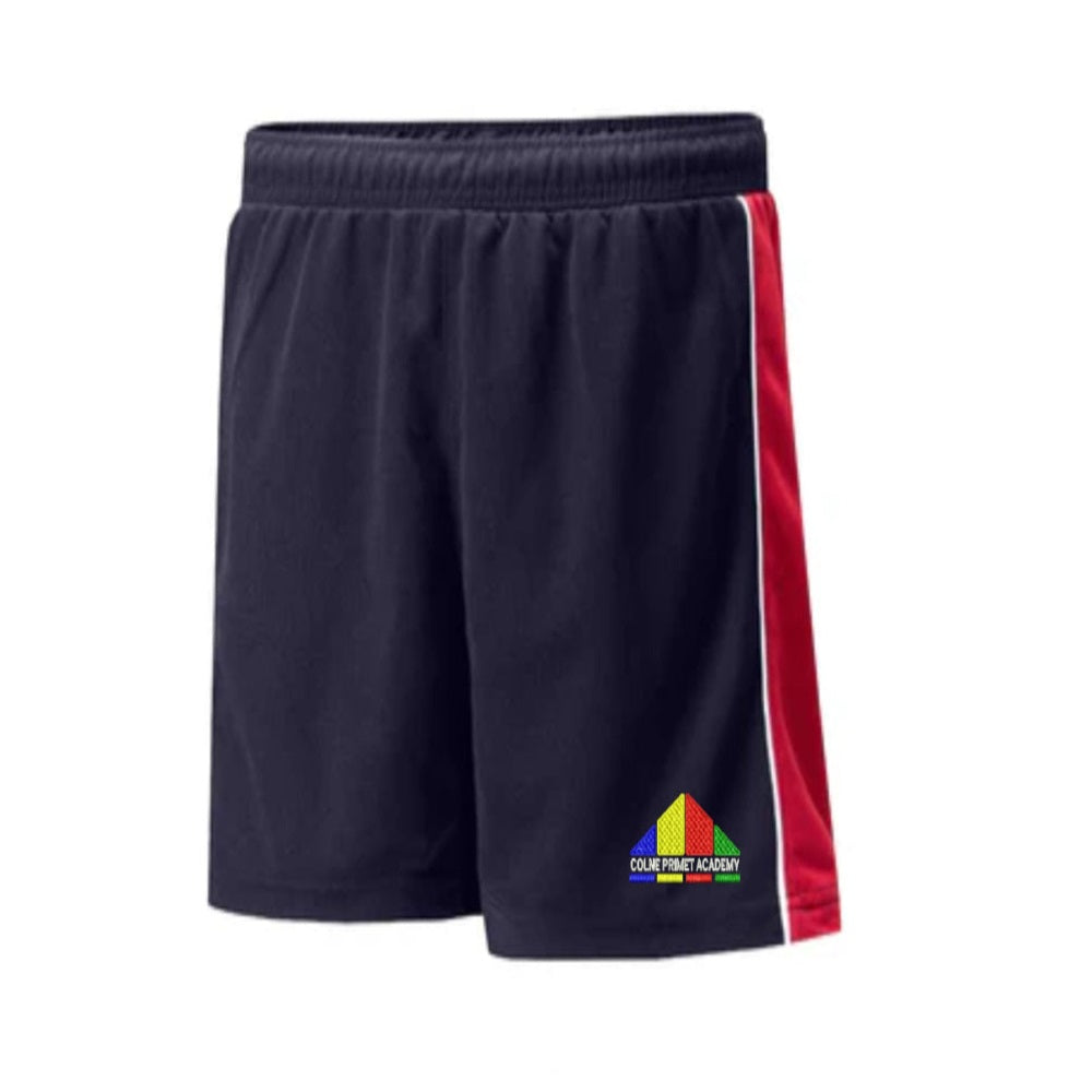 Colne Primet PE Shorts Navy/Scarlet/White