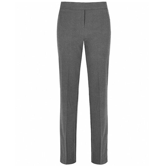 Girls Grey Slim Fit Stretch Pull Up Half Elasticated Waistband Trouser