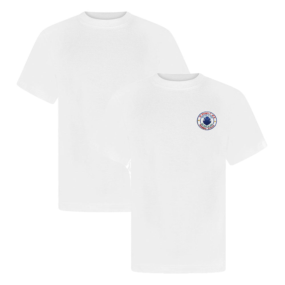 St Philips Primary White P.E. Shirt Plain & Logo