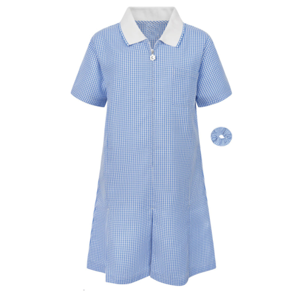 Summer Gingham School Dress Sky Blue