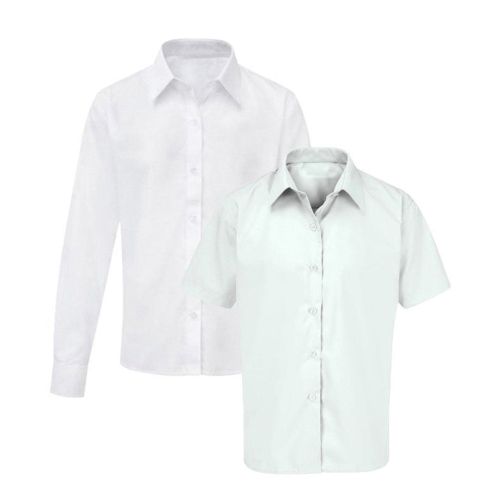 White School Blouse/ Shirt Long or Short Sleeved Twin Pack
