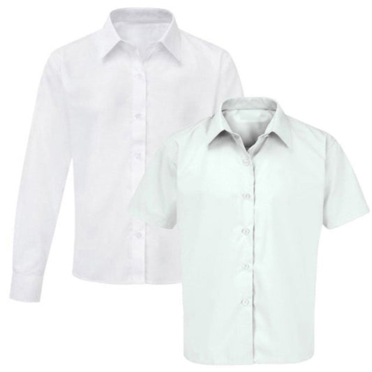 White School Blouse/ Shirt Long or Short Sleeved Twin Pack