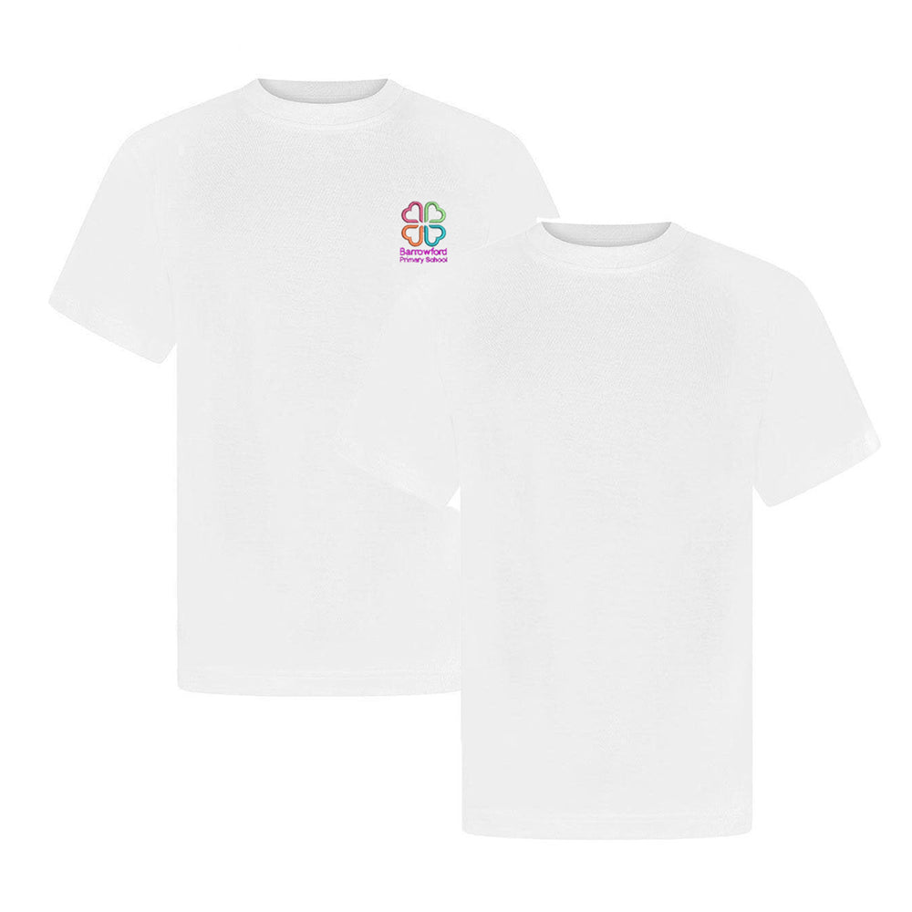 Barrowford White P.E. Shirt Logo or Plain