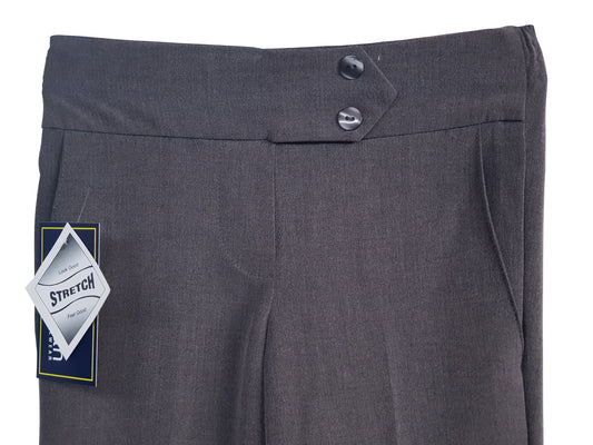 2 Button Girls Trouser Grey Half Elasticated