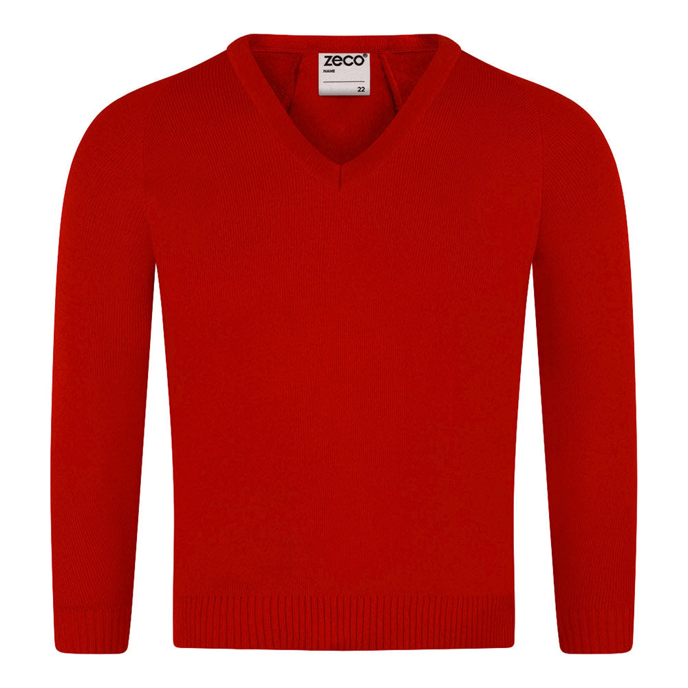 Red V Neck Knitted Jumper