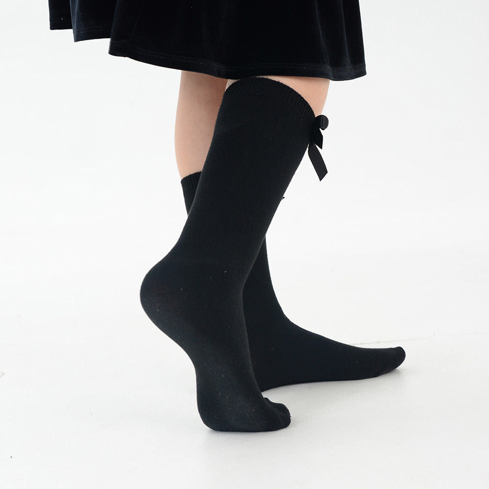 3 x Pairs Girls Ankle Socks With a Bow Cotton Rich Black Red & Grey