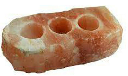 Himalayan Natural Rectangular Rock Salt 3Hole Tea Light Candle Holder Light Lamp Mother's Day Gift