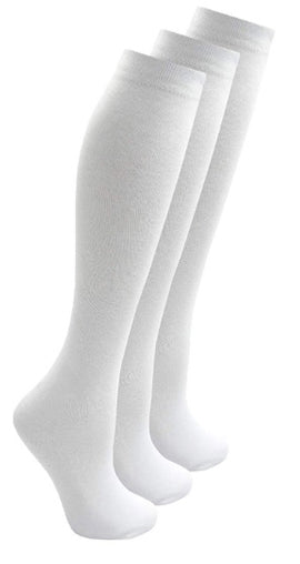 3 Pairs Knee High Socks White Black & Grey