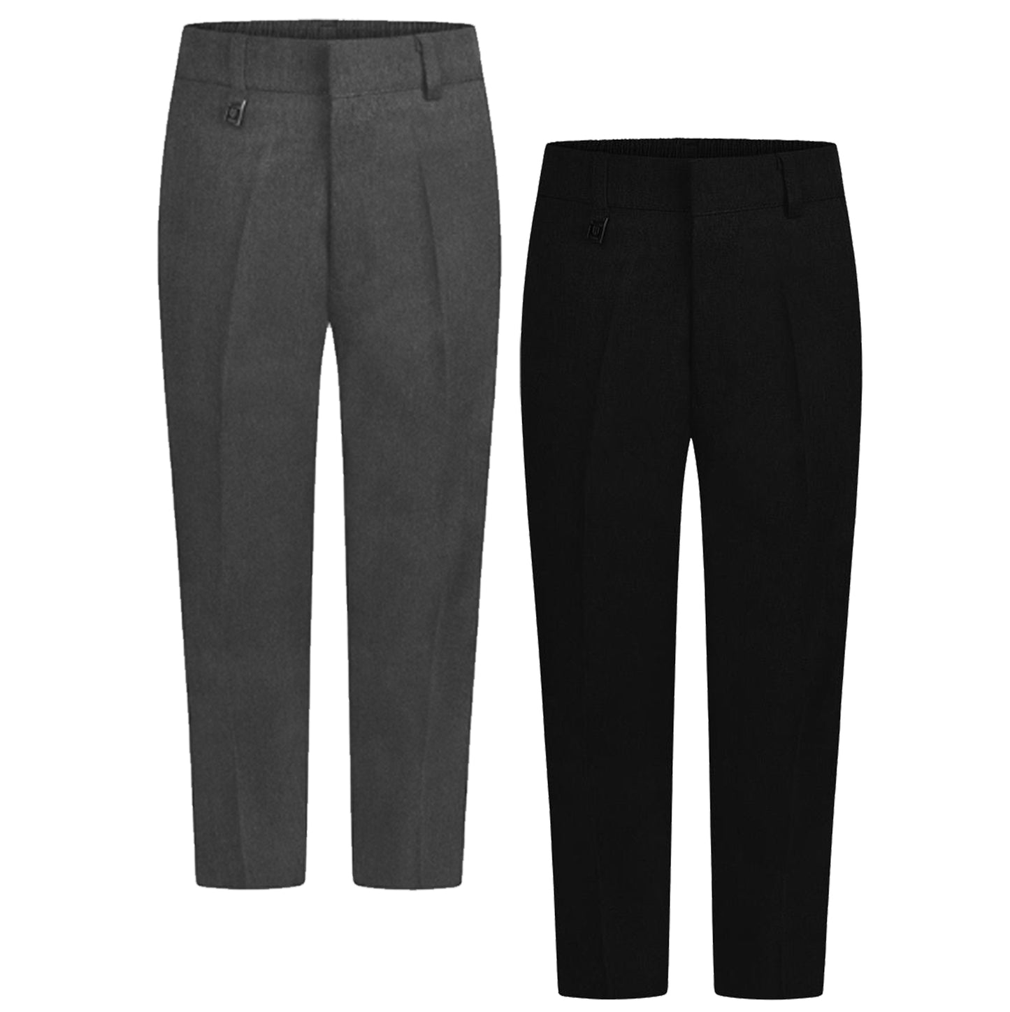 Boys Sturdy Fit Trouser Half Elasticated Black & Grey