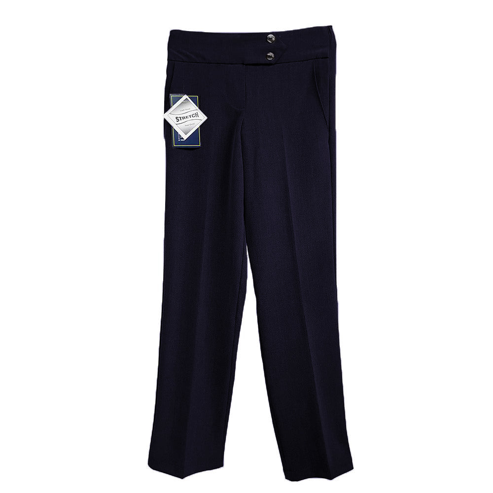 Dean 2 Button Girls Trouser Black Half Elasticated