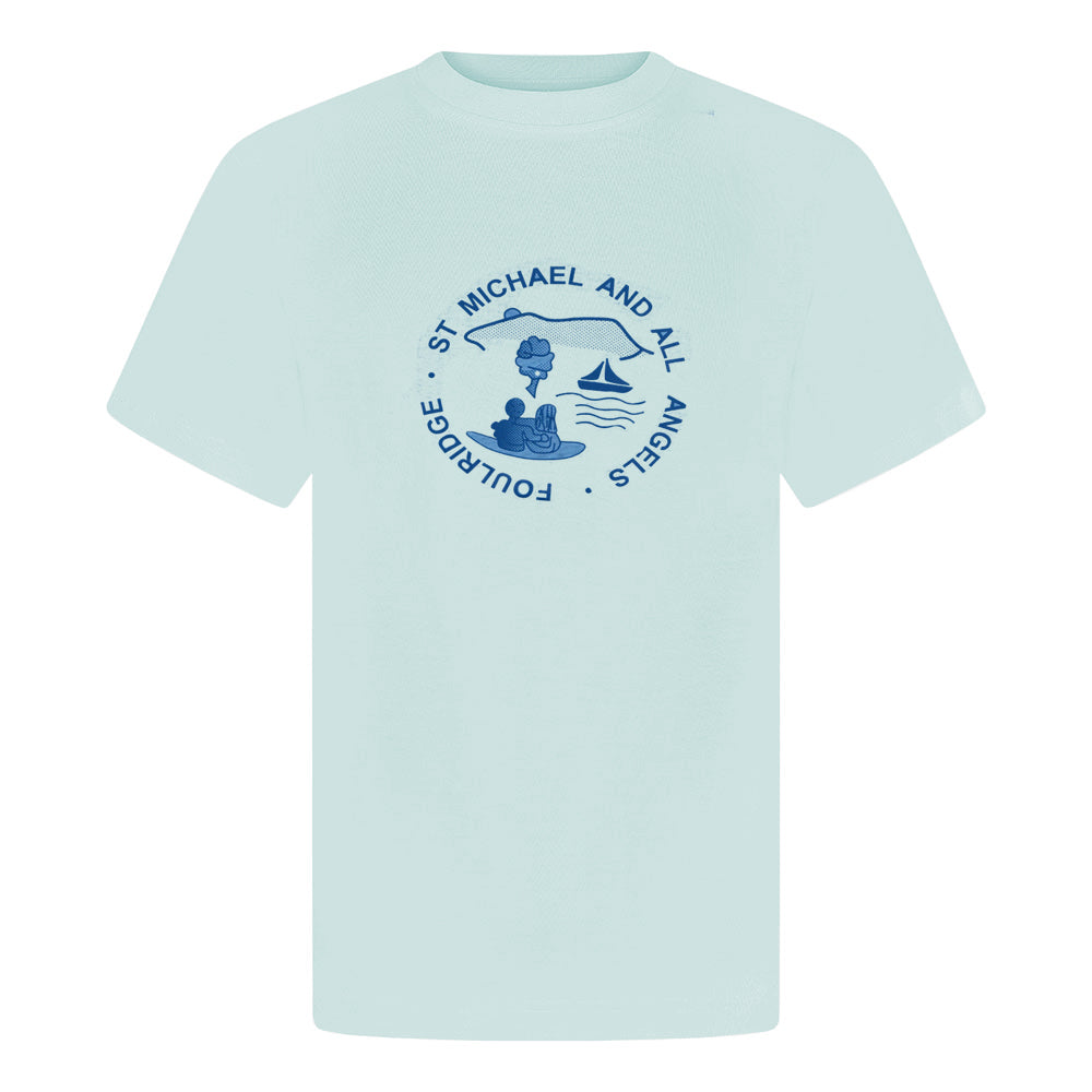 ST. Michael & Angels Primary PE T-Shirt Light Blue Plain & Logo