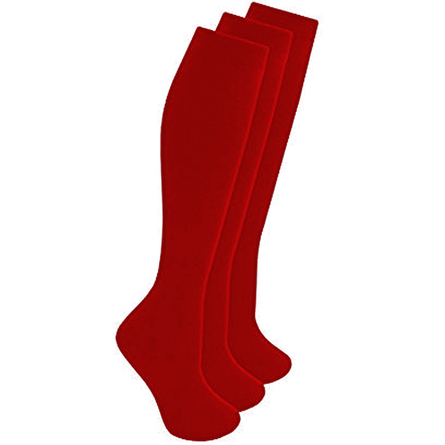 3 Pairs Knee High Socks White Black Grey & Red