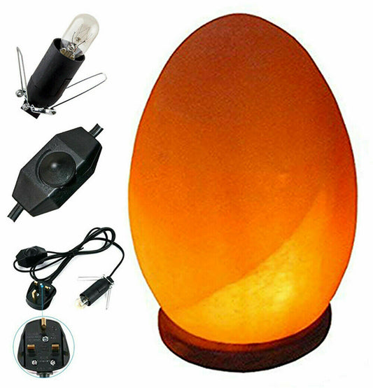 Himalayan Egg Shape Wooden Base Rock Crystal Salt Lamp Mother's Day Gift