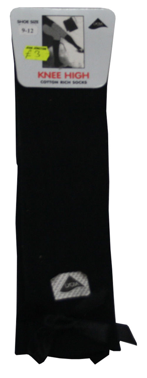 3 Pairs Knee High Bow Socks Black White & Green