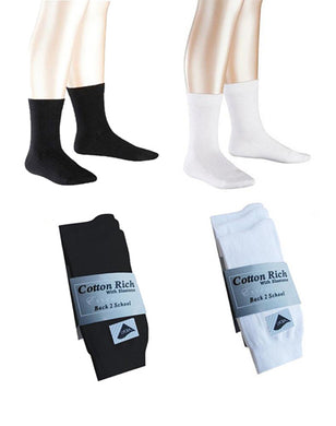 3 Pairs Short Ankle Socks Cotton Rich White & Black
