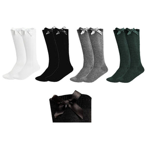 3 Pairs Girls Knee High Bow Socks