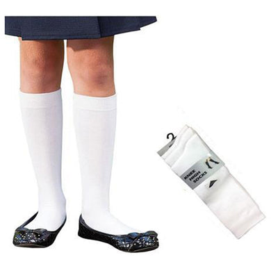 3 Pairs Girls Knee High Socks White