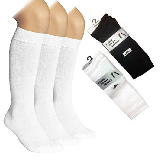 3 Pairs Knee High Socks Black & White