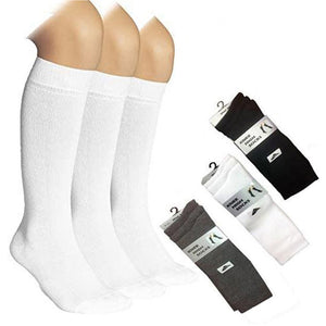3 Pairs  Knee High Socks White Black & Grey