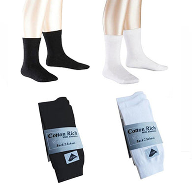 3 Pairs Short Ankle Socks Cotton Rich White & Black