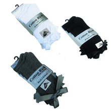 3 x Pairs Ankle Bow Socks Cotton Rich Black White & Grey