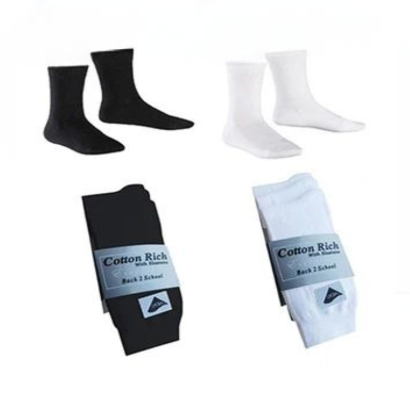 3 Pairs Ankle Socks Cotton Rich Black & White