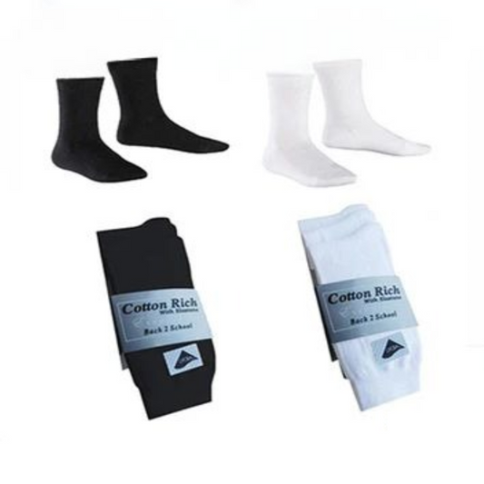 3 Pairs Ankle Socks Cotton Rich Black & White