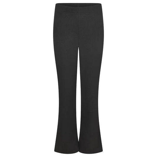 Girls Flared Trousers Stretch Elastic Waist Bootcut School Pants Black