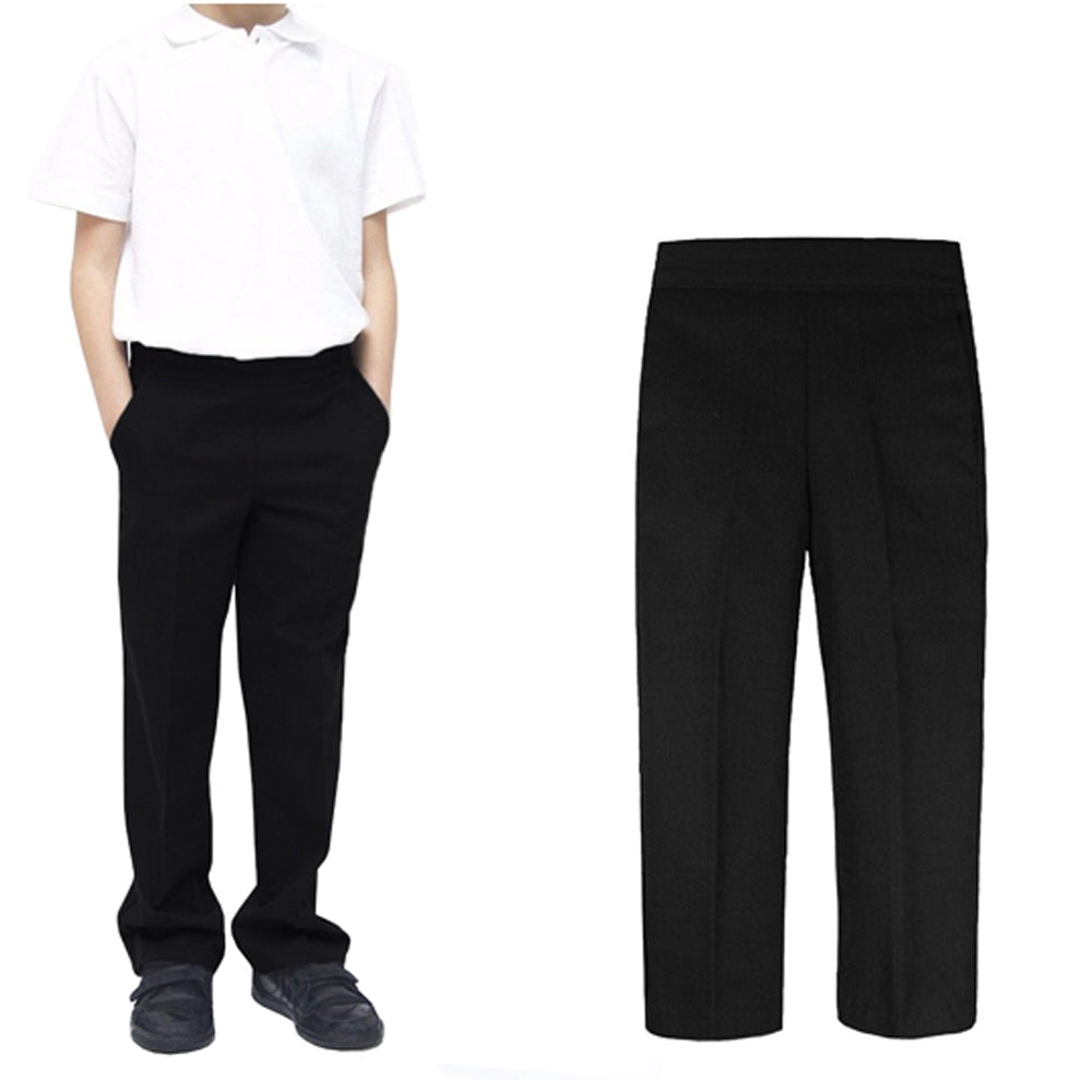 Boys Black Slim Fit Pull Up Trouser