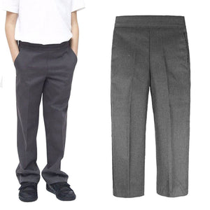 Boys Grey Slim Fit Pull Up Trouser
