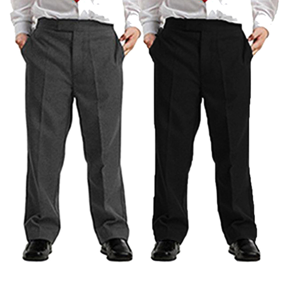 Boys Sturdy Fit Half Elasticated Trouser Black & Grey
