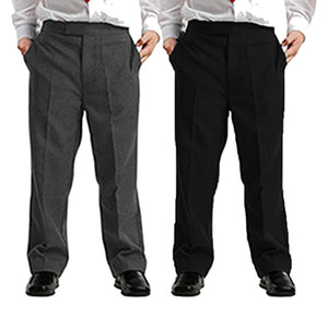 Boys Sturdy Fit Trouser Half Elasticated Black & Grey