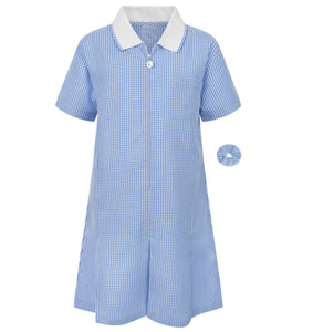 Summer Gingham School  Dress Sky Blue
