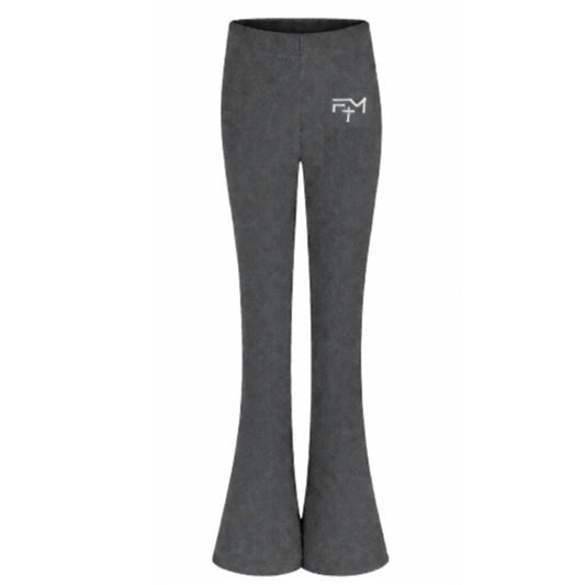 FM Girls Flared Trousers Stretch Elastic Waist Bootcut School Pants Grey