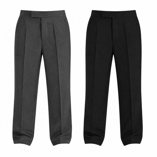 Boys Black & Grey Sturdy Fit Half Elasticated Trouser G Collection