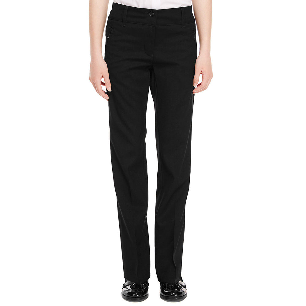 Girls Black Trousers Stretch Spandex Slim Fit