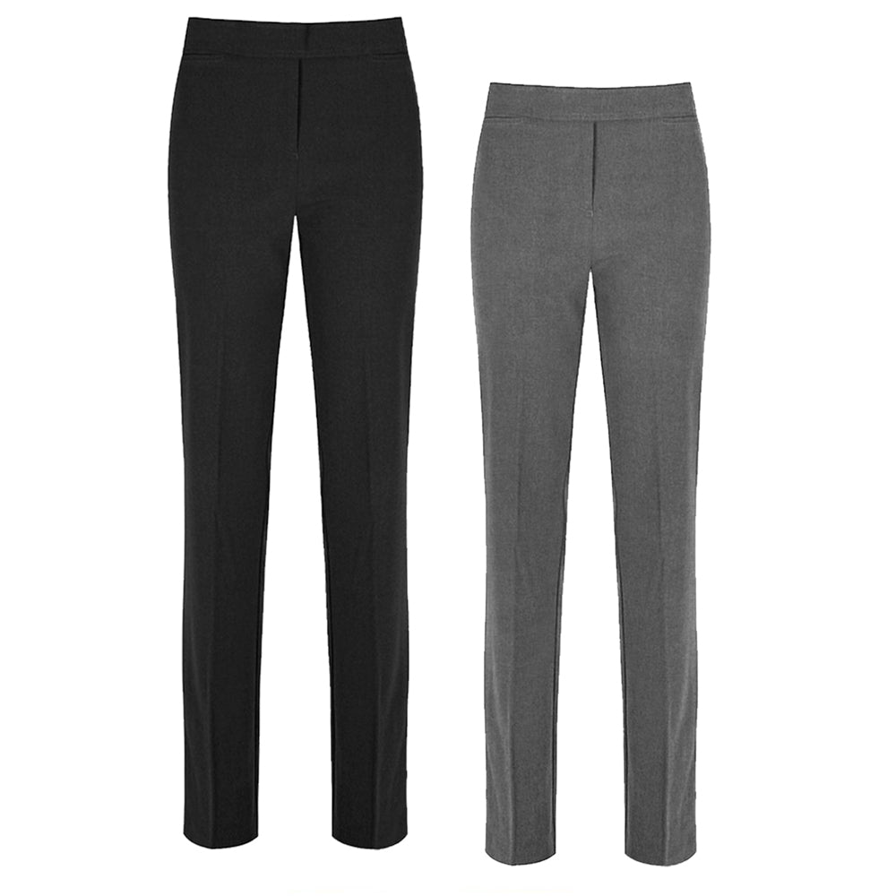 Girls Slim Fit Stretch Pull Up Trouser Black & Grey