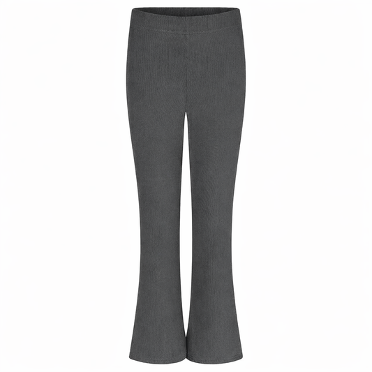 Girls Flared Trousers Stretch Elastic Waist Bootcut School Pants Grey