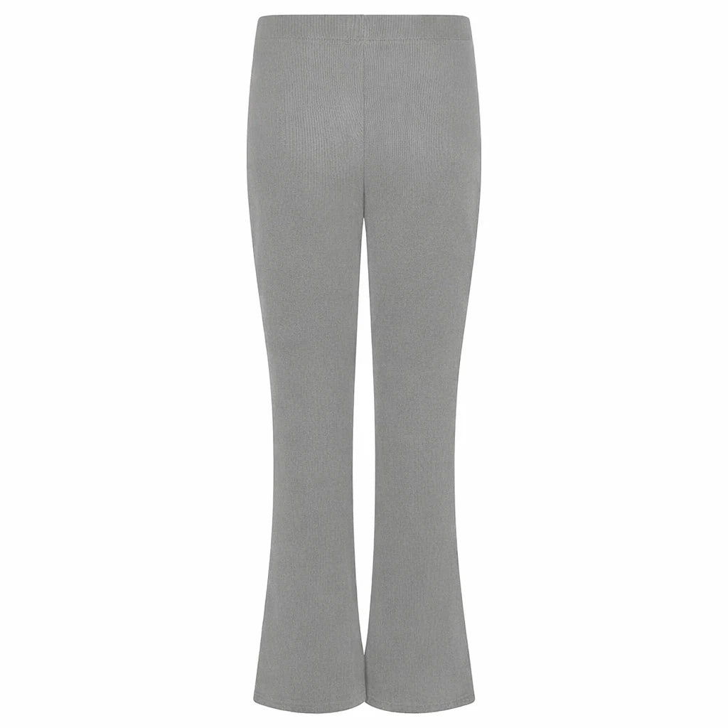 Girls Flared Trousers Stretch Elastic Waist Bootcut School Pants Black & Grey