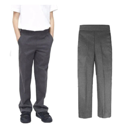Boys Grey Slim Fit Pull Up Trouser