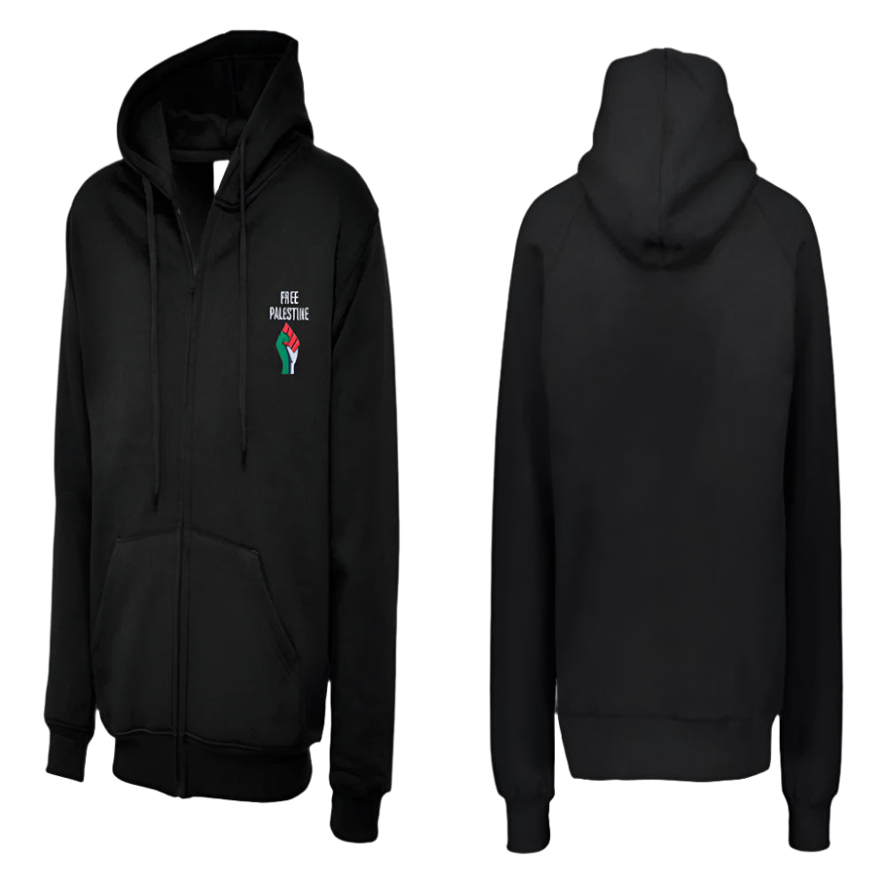 Zip Hoodie With Free Palestine Embroidered