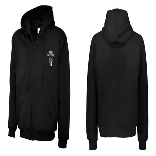 Zip Hoodie With Free Palestine Embroidered