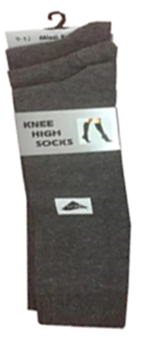 3 Pairs Girls Knee High Socks Navy & Grey