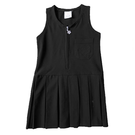 Pleated Floral Pinafore Black