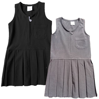 Pleated Floral Pinafore Grey & Black