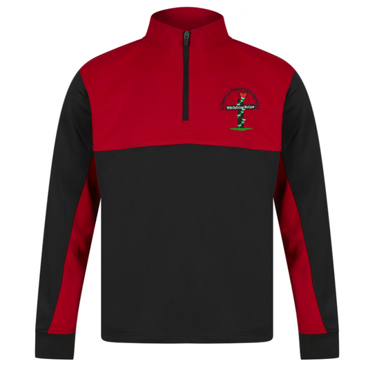 St Thomas 1/4 Zip Training Top Black/Red