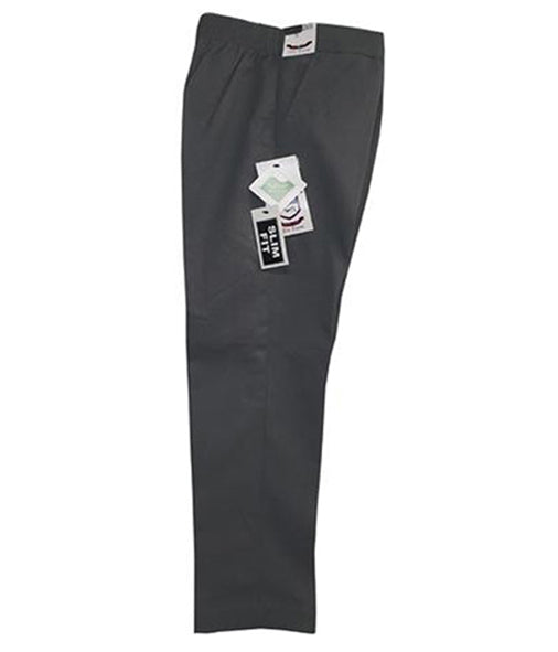 Boys Grey Junior Slim Fit Trousers Half Elasticated