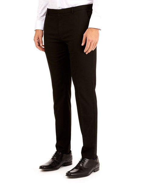 Youths-Mens Black Super Skinny STRETCH Lycra Fit Trousers